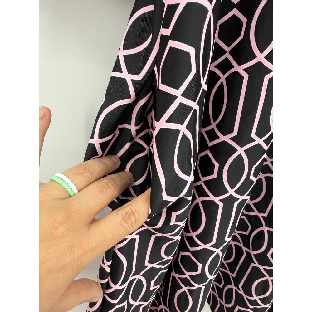 Jude Connally Black and Pink Geometric Puff-Sleeve Midi Dress - Picture 5 of 9